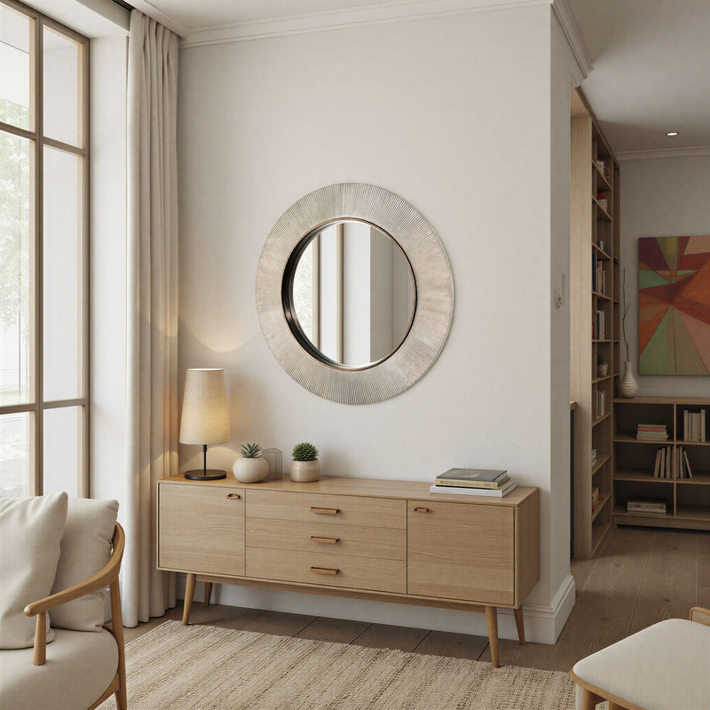 Round silver mirror