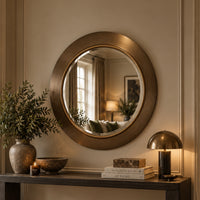 Contemporary round foiled mirror