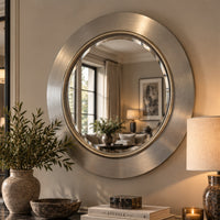 Contemporary metallic silver foil mirror