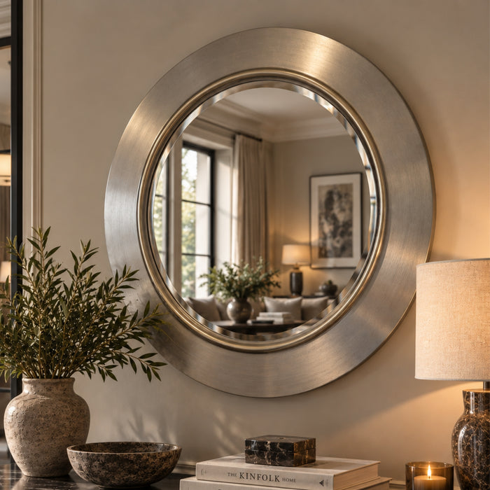 Contemporary metallic silver foil mirror