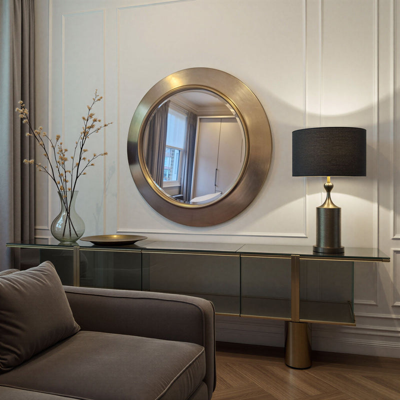 Round ava silver contemporary mirror