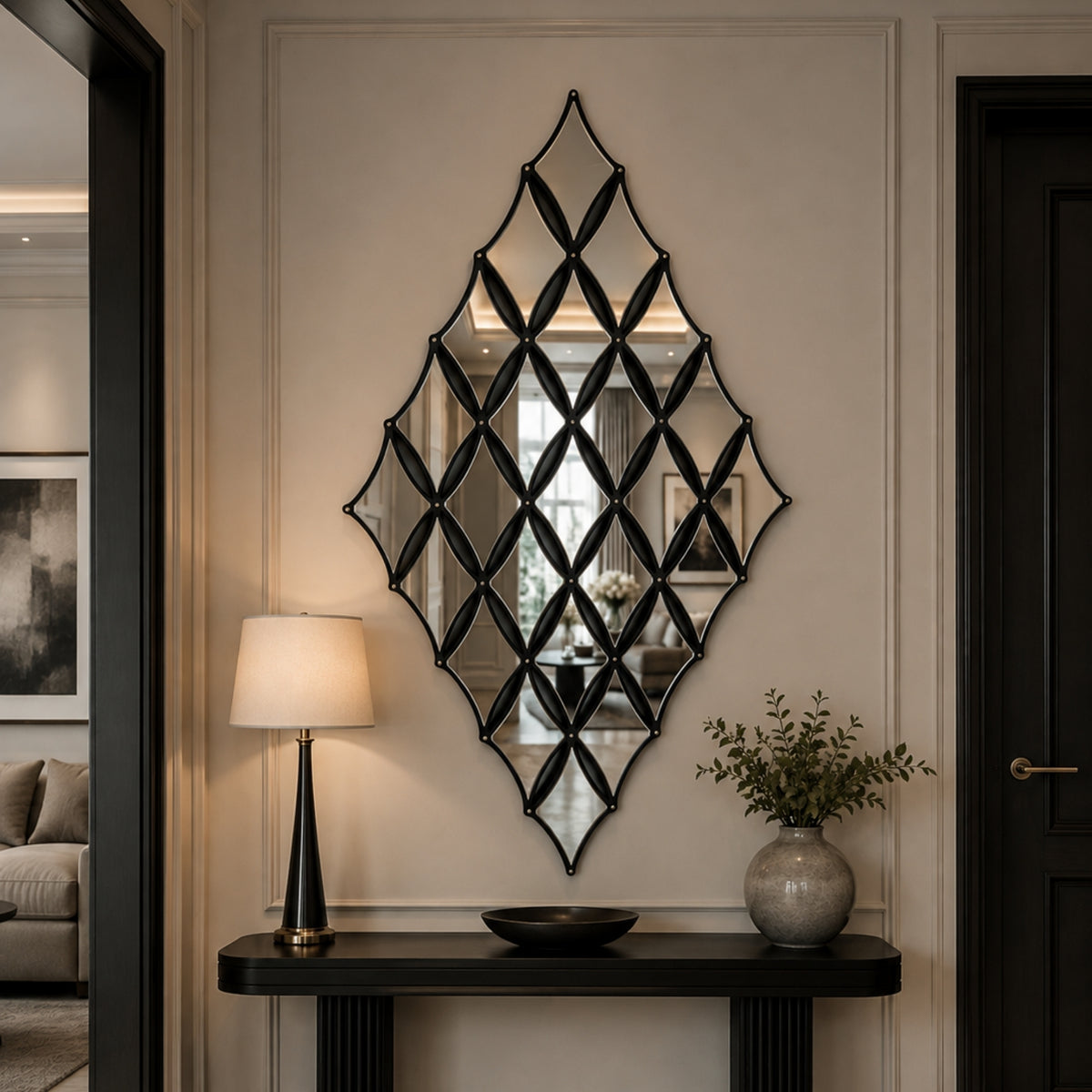 Diamond luxury statement wall mirror