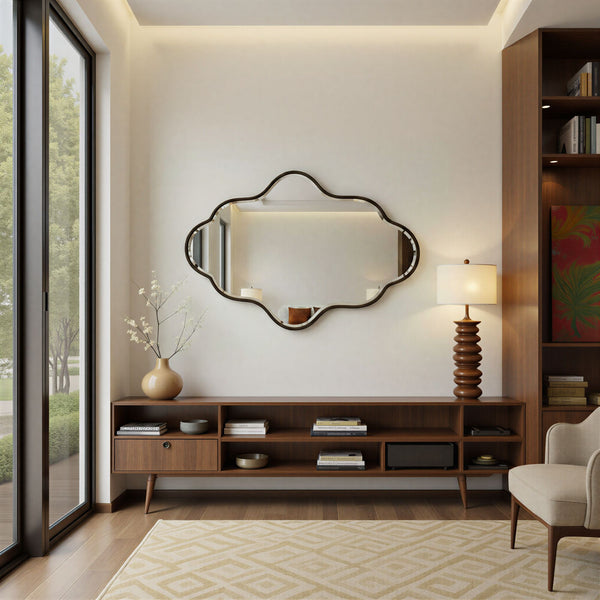 Bronze bevel abstract wall mirror