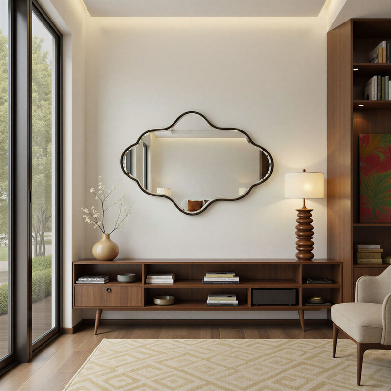 Bronze bevel abstract wall mirror