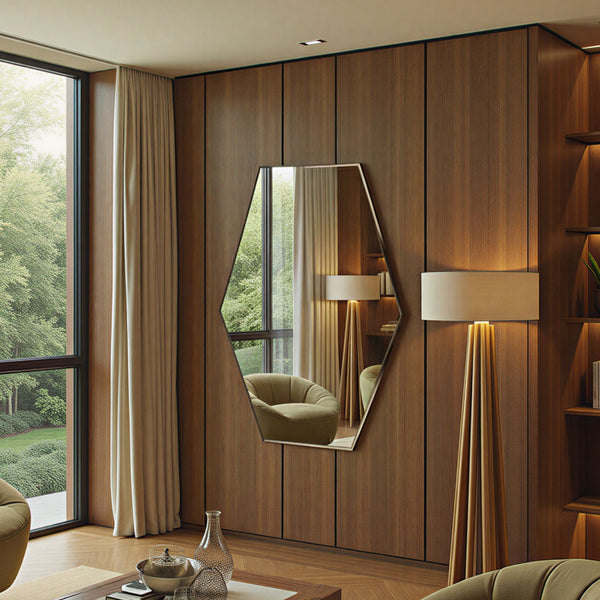 Bronze bevel mid-century wall mirror