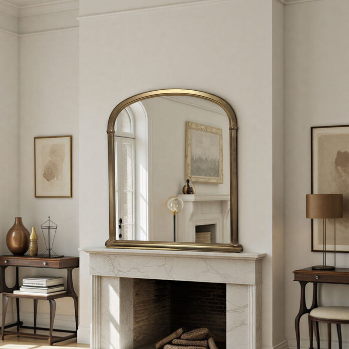 Large antique gold overmantle wall mirror