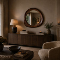 Solid oak wood abstract walnut mirror