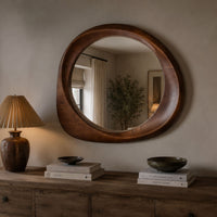 Solid oak wood organic walnut wall mirror