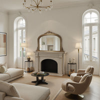 Decorative antique gold overmantle mirror