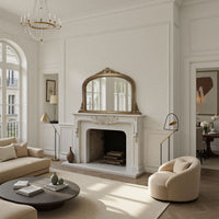 Decorative antique gold overmantle mirror