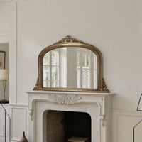 Decorative antique gold overmantle mirror