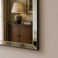 Detail image of bevelled overmantle mirror