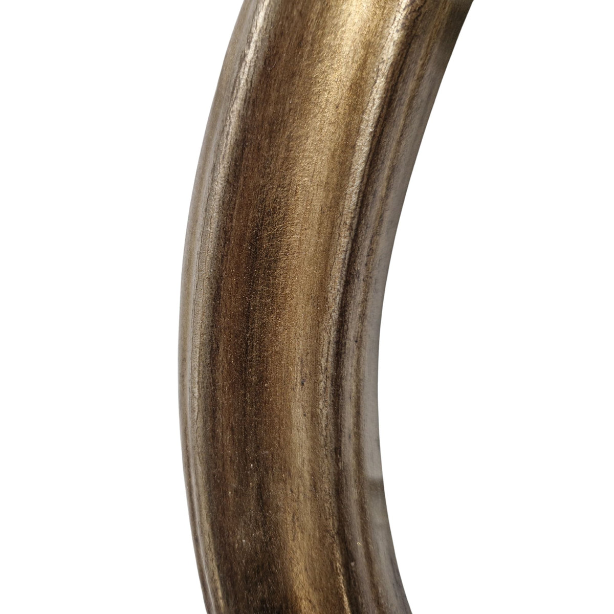 Close-up of a wooden ring with a natural grain pattern on a white background
