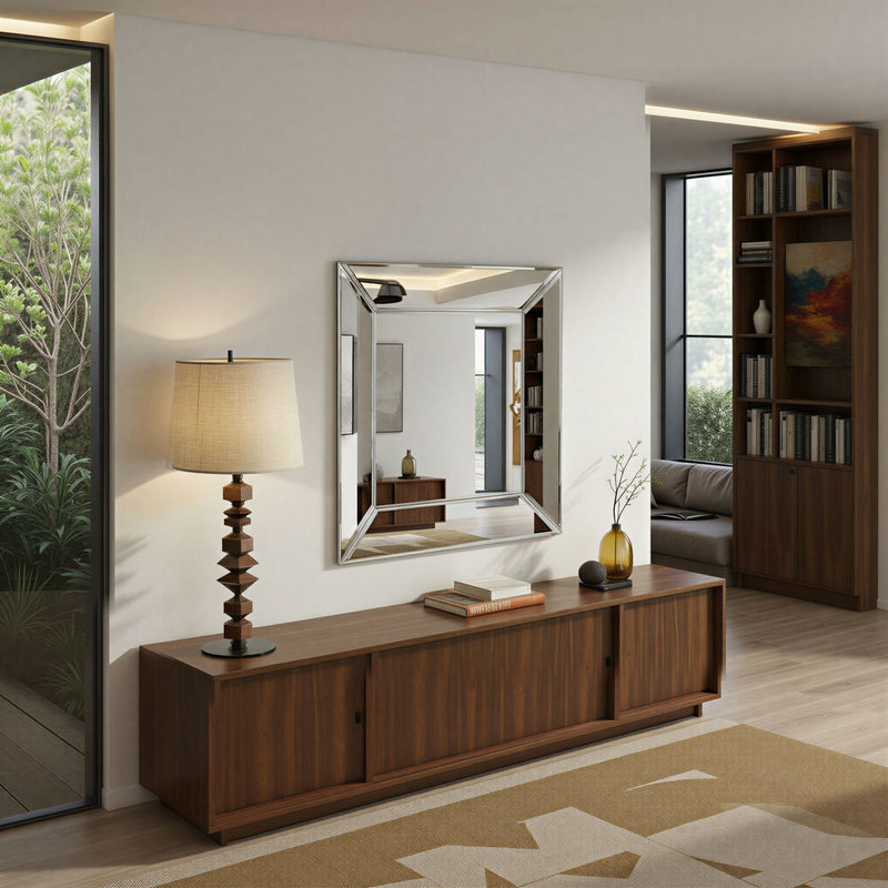 Angled bevel mirror