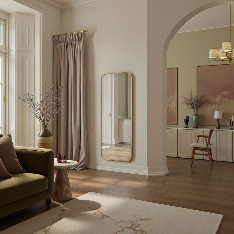 Full length gold contemporary wall mirror