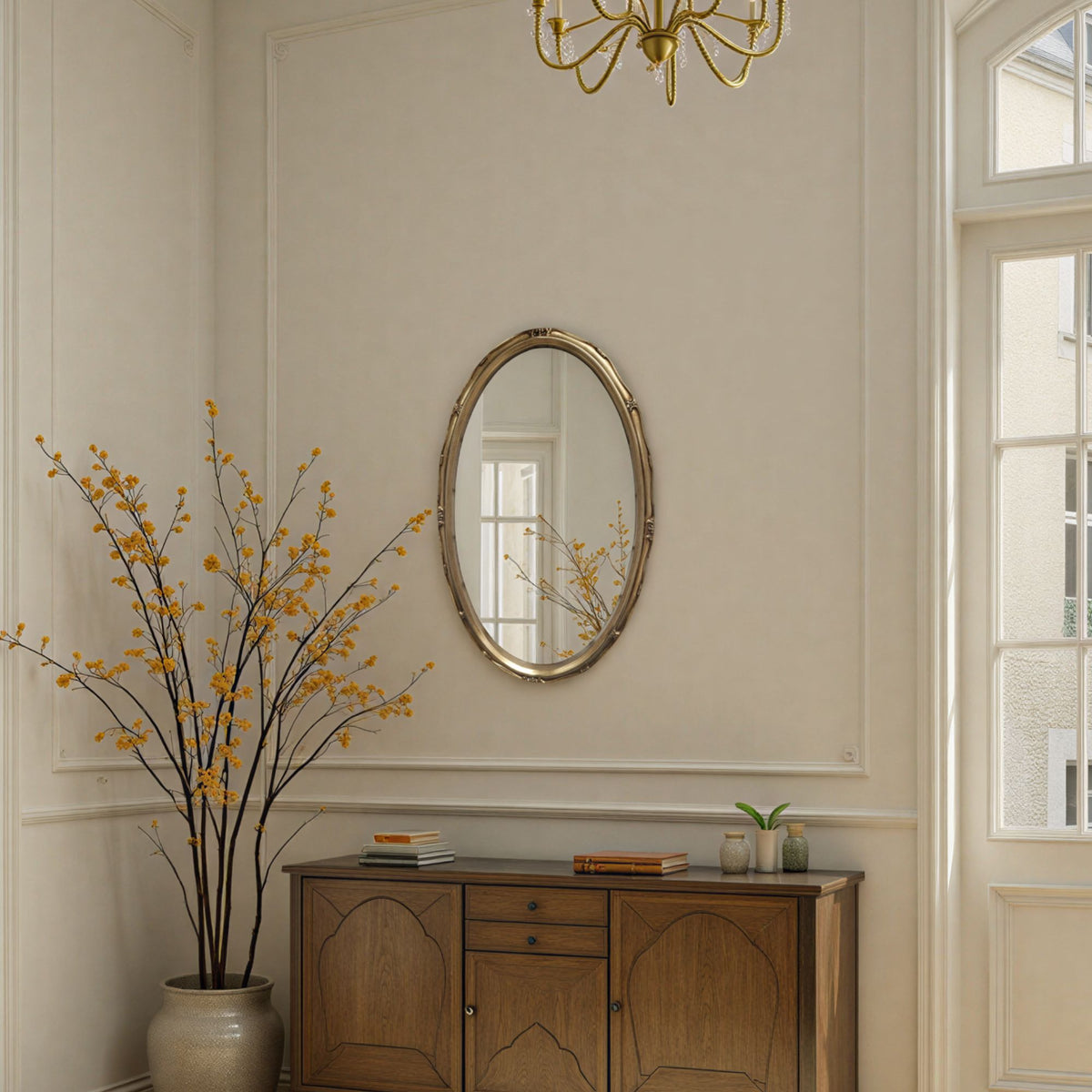 oval gold mirror