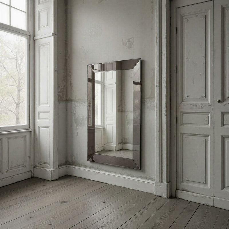 smoked angled bevelled large wall mirror art deco style