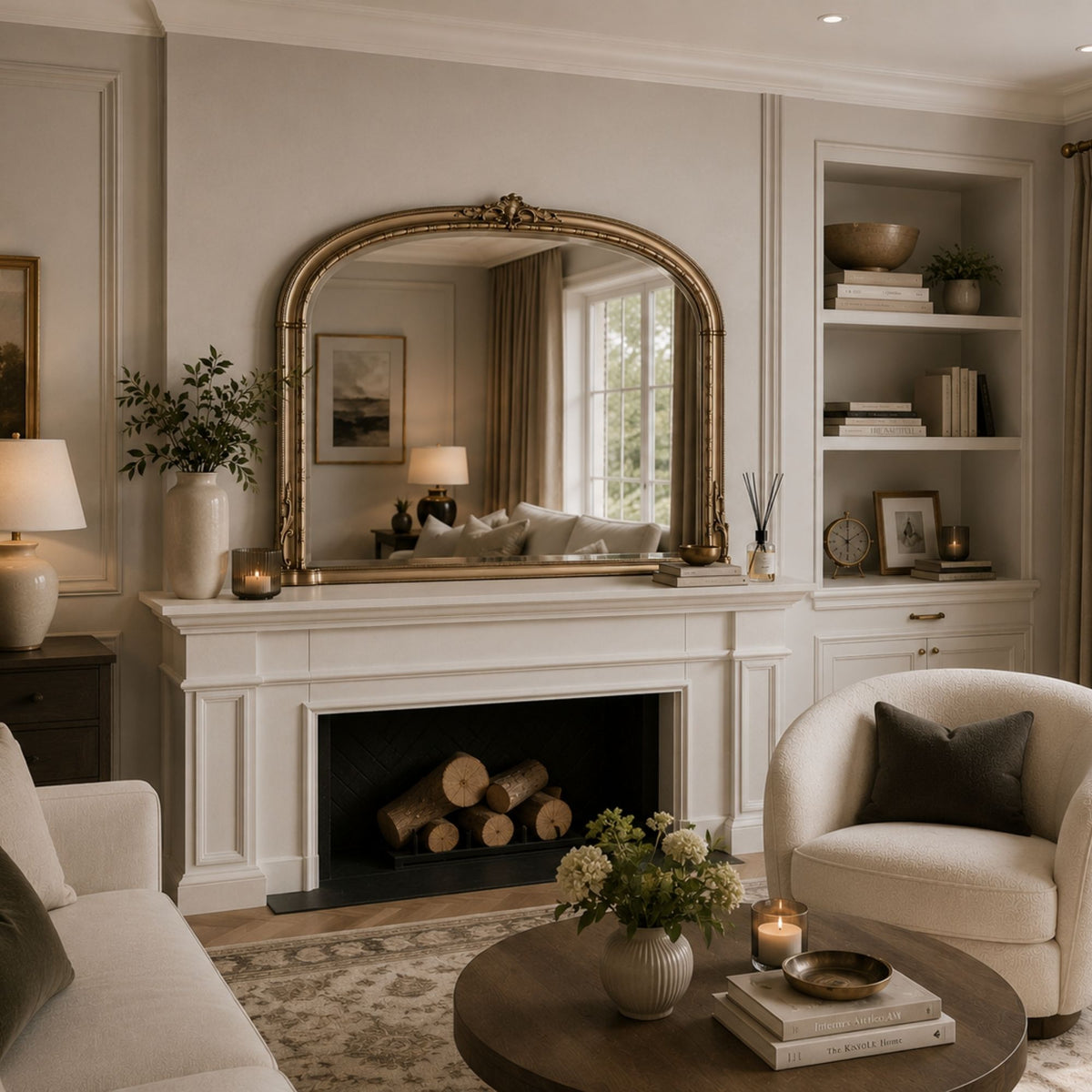 Gold overmantle wall mirror