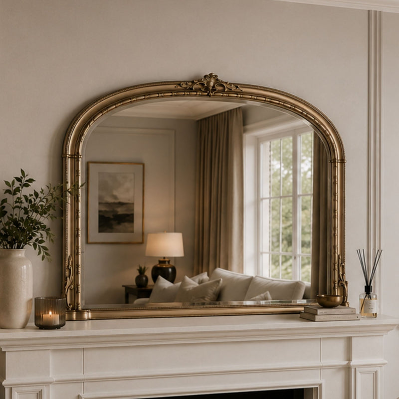 Gold overmantle traditional mirror