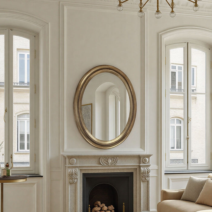 Gold traditional oval mirror