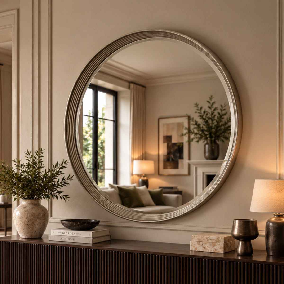 Large contemporary silver mirror