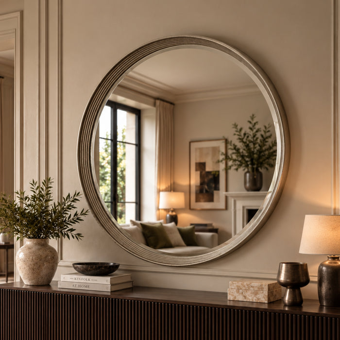 Large contemporary silver mirror