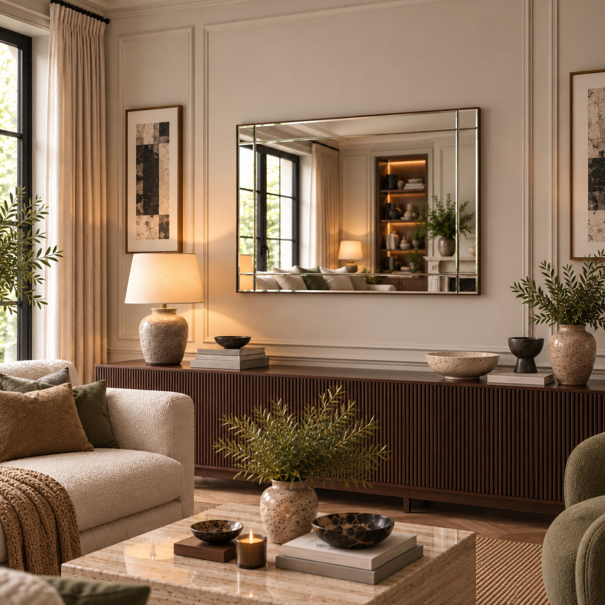 Bronze oxford bevelled wall mirror